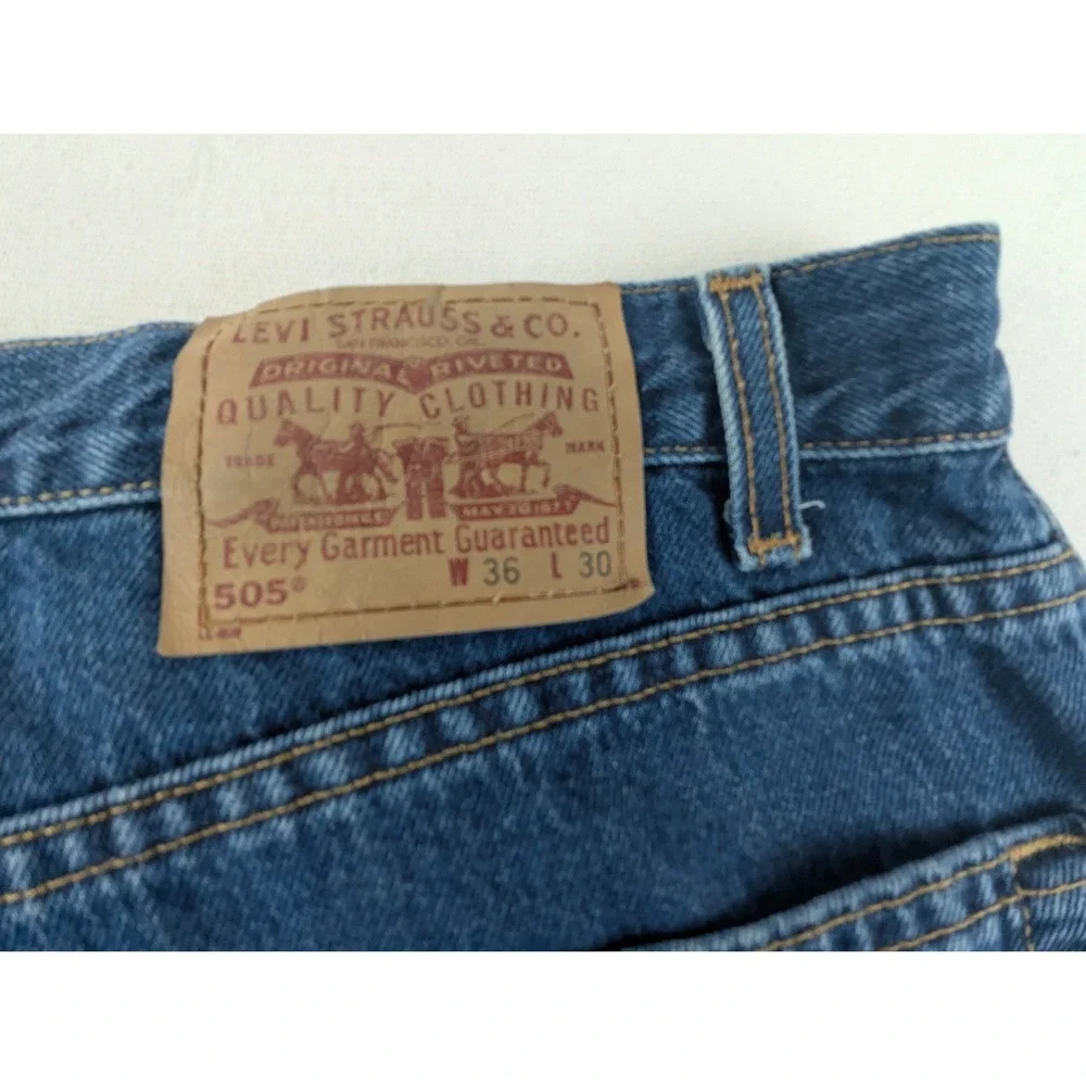 Levi's 505 Mens Reg Fit Y2K Straight Leg Jeans Blue Medium Wash W36 L30 USA Made